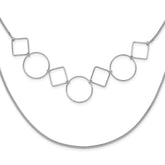 Sterling Silver Polished Double-strand Geometric Necklace